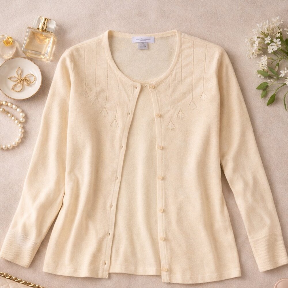 Iris Singer Cardigan & Shell Sweater Women's M / L Knitwear Made in Italy